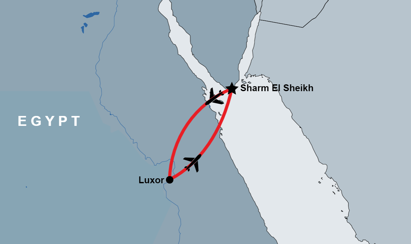 Day Tour to Luxor from Sharm by Air map Day Tour to Luxor from Sharm by Air map